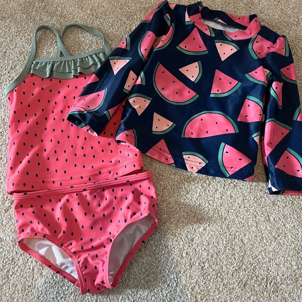 Kids Watermelon Print Rashguard Set